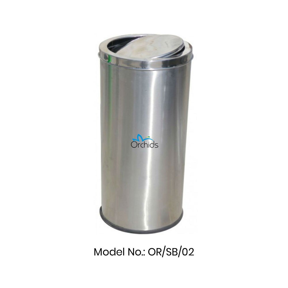 Stainless Steel Open Top Orchids Swing Bin Dustbin for Office