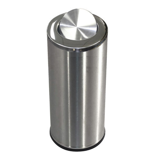 Stainless Steel Silver SS Swing Dustbin, Capacity: 21-25 Liters, Size: 14