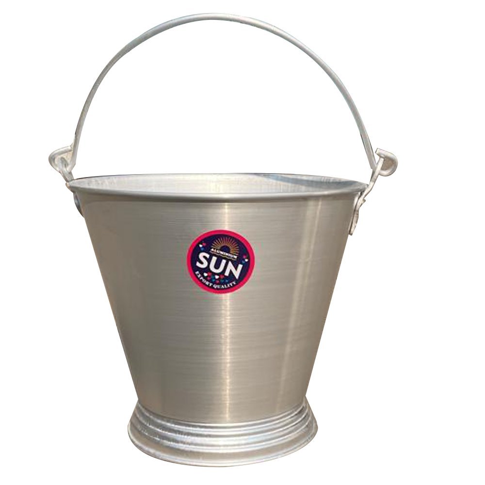 Polished Silver Aluminium Bucket, Capacity: 18 Ltr, Size: 15 Inch X 6 Inch