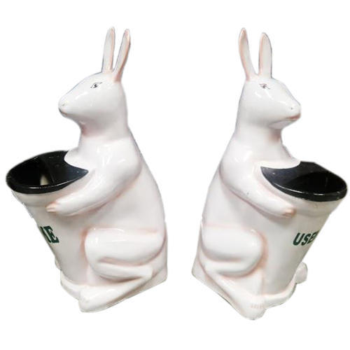 White Rectangular Plastic Rabbit Dustbin