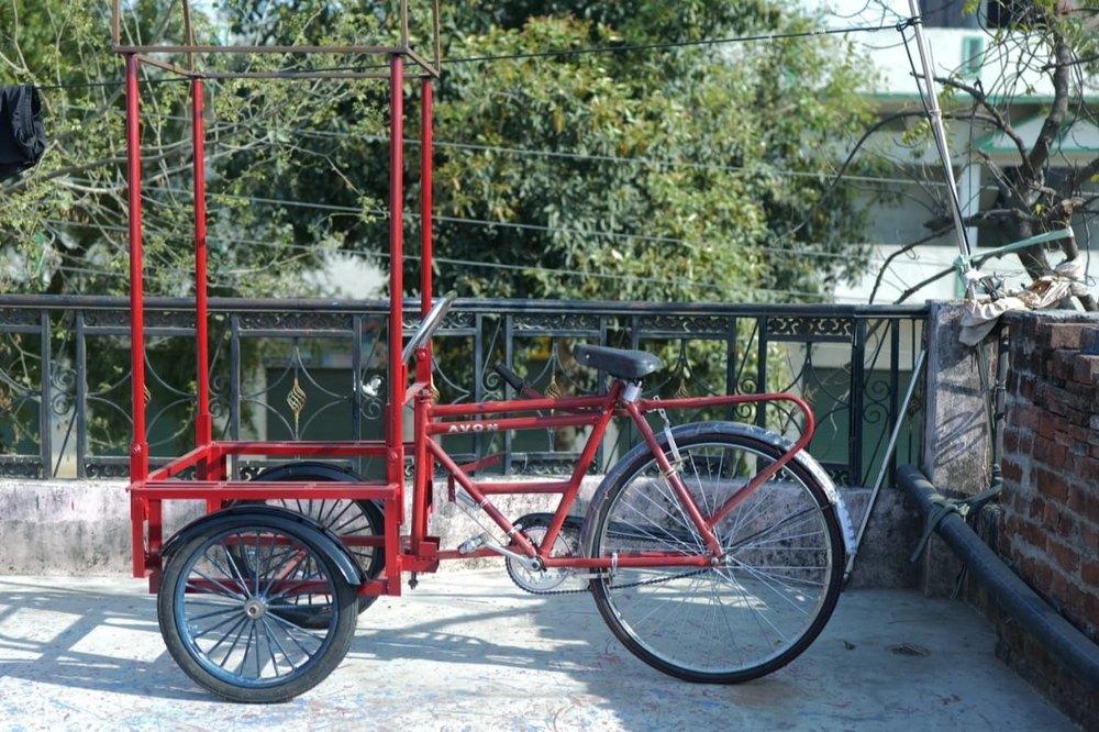 Red Stainless Steel Ice Cream Cart, Load Capacity: 250 Kg