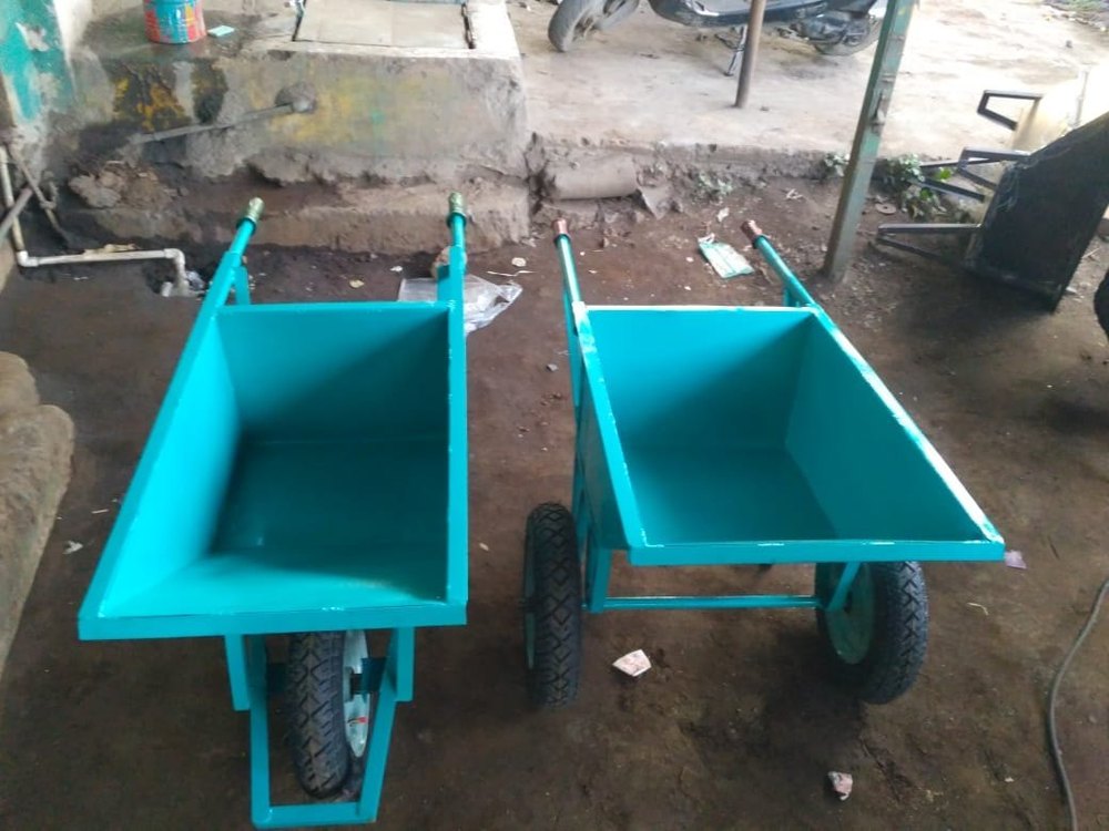 S M Double Wheel Barrow Trolley, For Construction, Load Capacity: 90 Ltrs