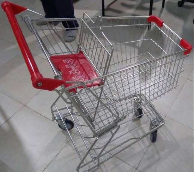 Red Four-Wheel Shopping Trolley, Load Capacity: 50-100 kg