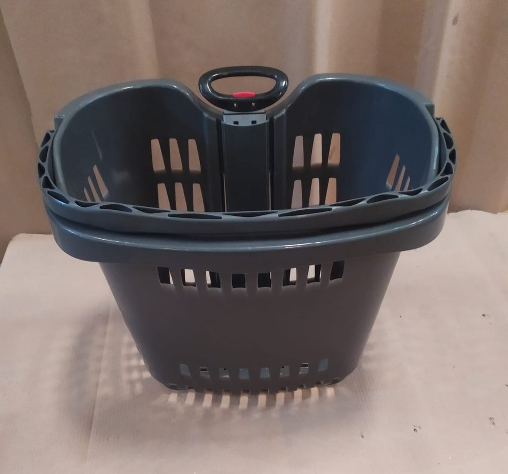 2 WHEEL Plastic RD Shopping Rolling Basket, For Supermarket