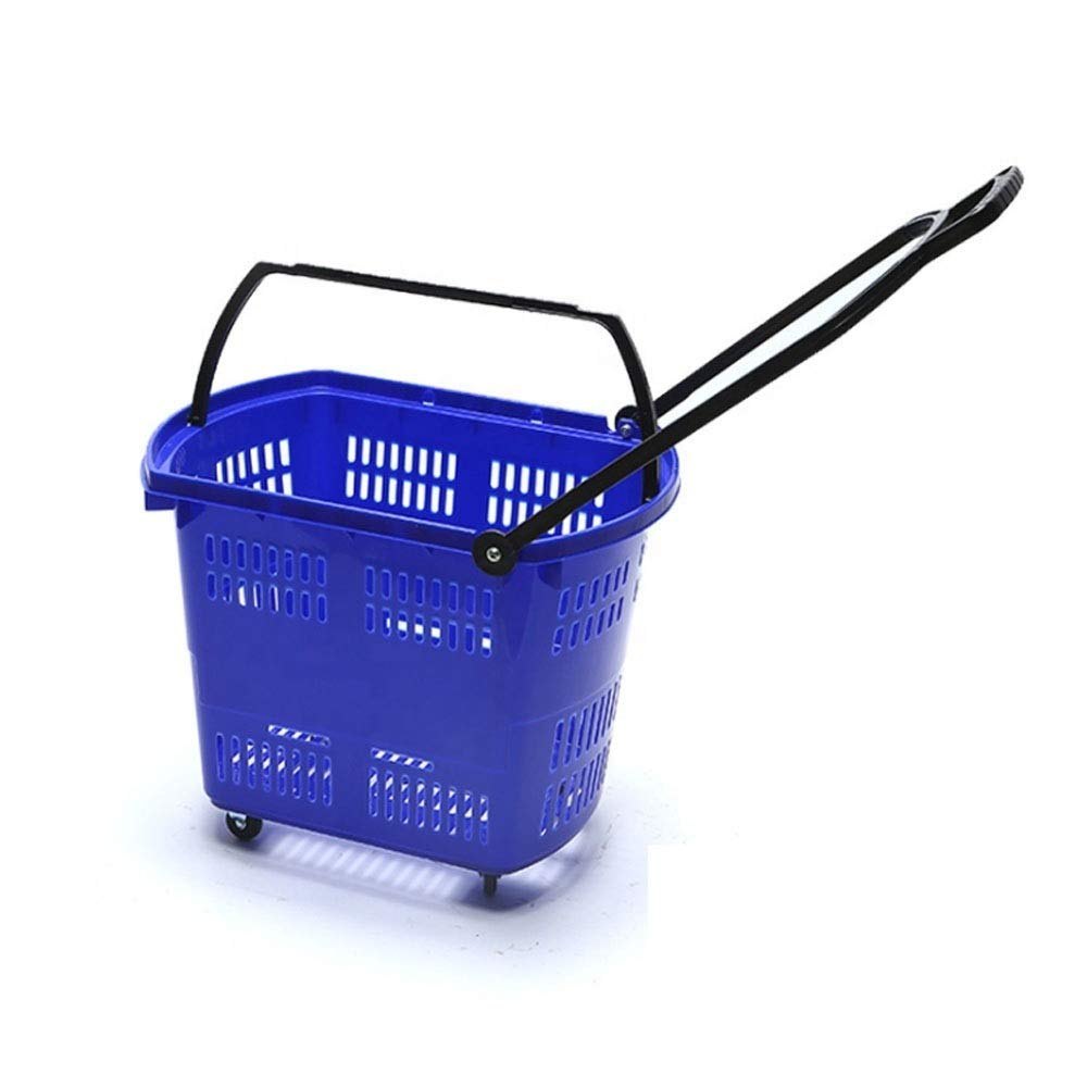 Drum Trolley Blue Mall Basket, For Shopping