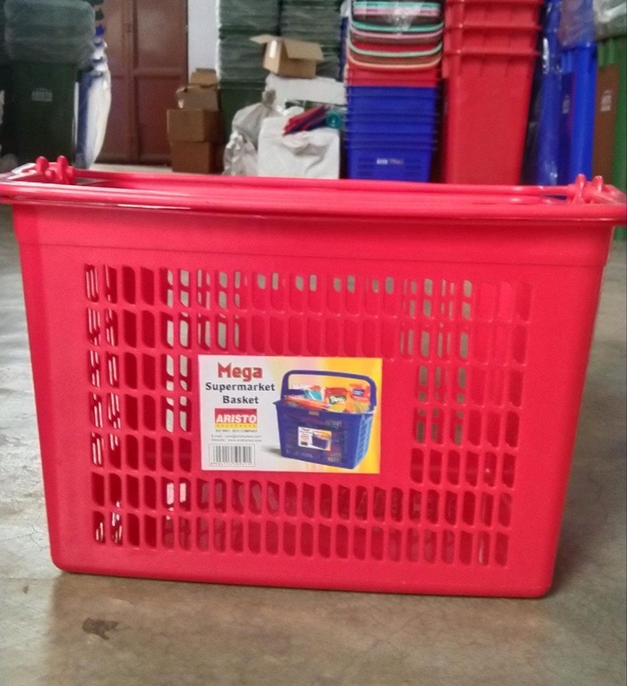 ARISTO Red Plastic Shopping Basket, Load Capacity: 0-50 kg