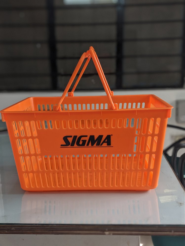 SIGMA Orange Plastic Shopping Basket, For Supermarket, Load Capacity: 0-50 kg