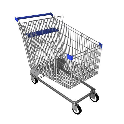 Mild Steel Four-Wheel Super Market Shopping Trolley, Load Capacity: 0-50 kg