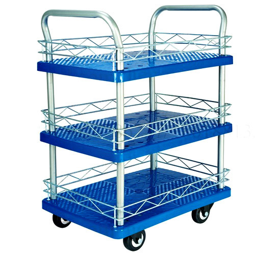 SS & Plastic 3 Shelves Multipurpose Trolley