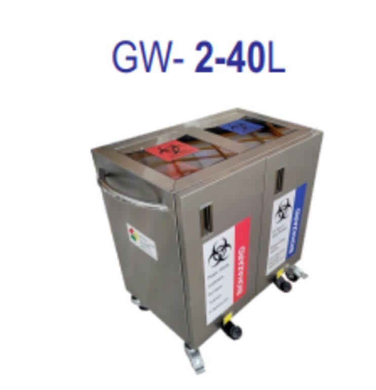 Four-Wheel Stainless Steel Waste Segregation Trolley 2 BINS