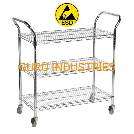 Stainless steel Silver ESD TROLLEY, For Industrial, Load Capacity: 30kg