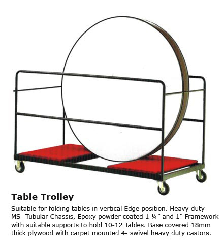 Decorative Mild Steel Banquet Table Trolley, Size/Dimension: 5\' X 2.5\'