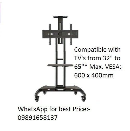 Black Steel, Plastic Imported TV Trolley In New Delhi For 32 Inch To 65 Inch, For Hotel