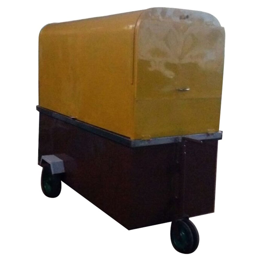 Yellow and Brown Mild Steel Rolling Food Cart, Load Capacity: 100 kg