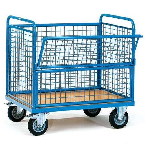 Blue Mild Steel 4 Wheel Cage Trolley, Model Name/Number: See-100, Loading Capacity: 500 Kgs