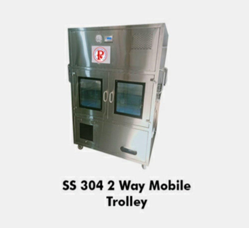 Stainless Steel Silver Ss 304 2 Way Mobile Trolley Laf