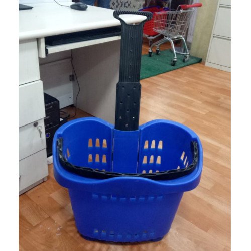 Blue Plastic Shopping Trolley, Capacity: 100 kg