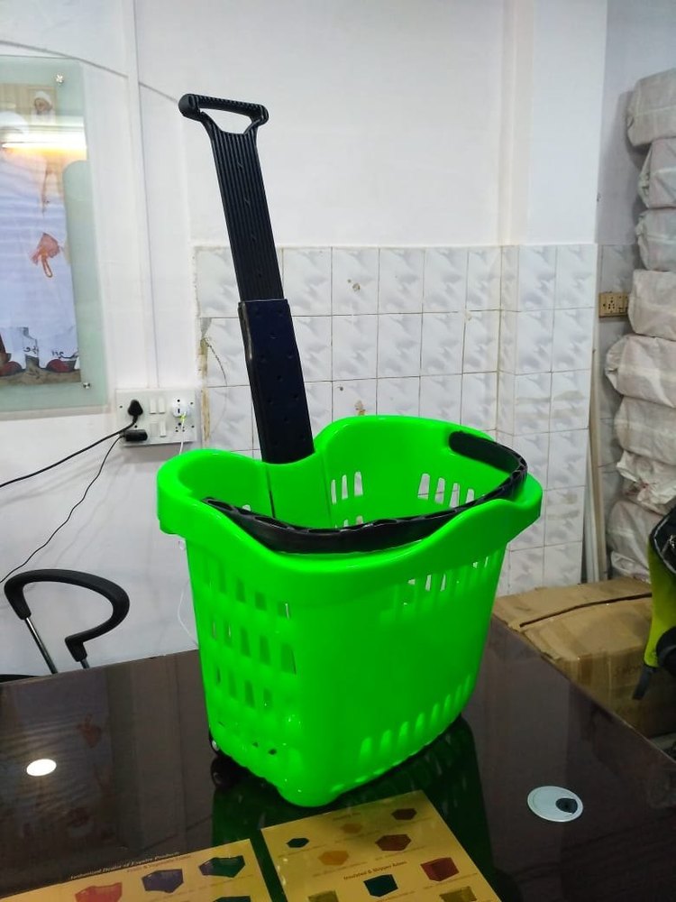 Green, Black Supermarket Plastic Trolley, Load Capacity: 50 kg