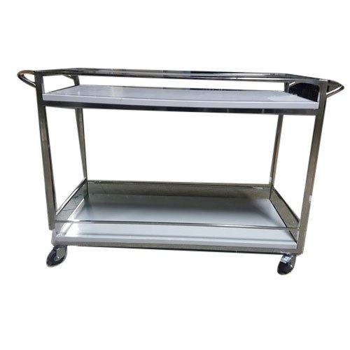 Stainless Steel White 2 Tier ESD Trolley