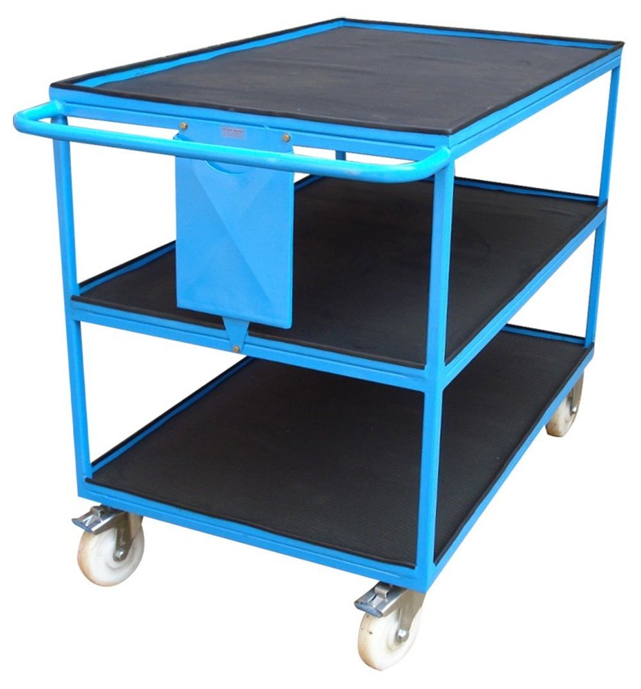 Blue Mild Steel MS Multi Step Service Trolley, For Industrial