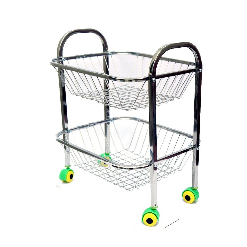 2 Tier Stainless Steel Fruit & Vegetable Trolley, Size/Dimension: 14 X 11 X 18 Inch