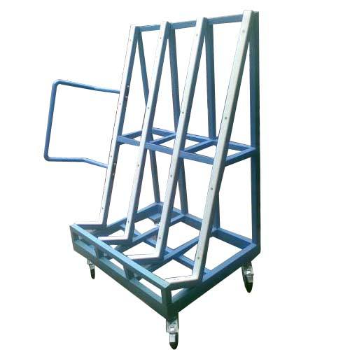 Blue Mild Steel Glass Handling Trolley