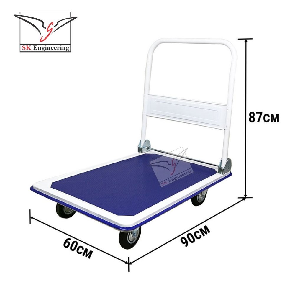 SK ENGINEERING Mild Steel METAL HEAVY DUTY PLATFORM TROLLEY 300KG CAPACITY, For Material Handling