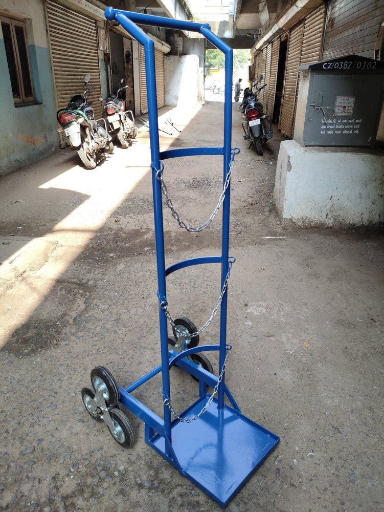 Mild Steel Blue Single Cylinder Stair Climbing Trolley, Load Capacity: 150 Kg