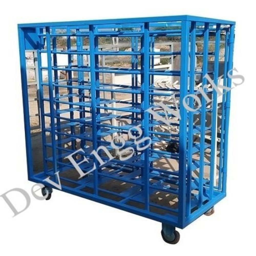 1800mm Blue Mild Steel Material Storage Trolleys, 10, 4