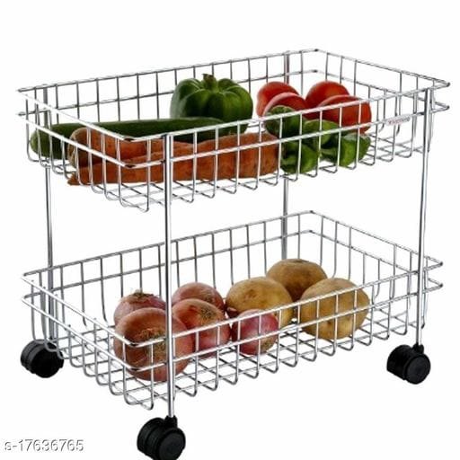 Stainless Steel Heavy 2 Layer Veg Trolley, Size/Dimension: 9X16X17, Load Capacity: 20-25kg