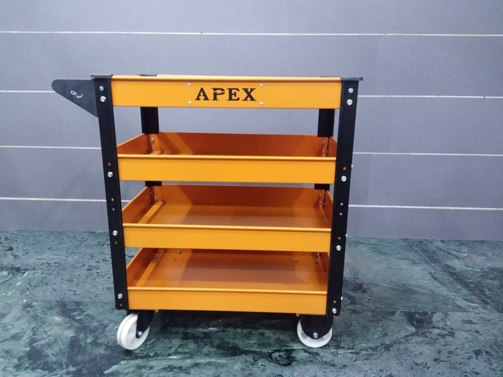 Apex Orange 4 Shelves Multipurpose Tray Trolley, Model Name/Number: TT3/PU, Load Capacity: 160 kg