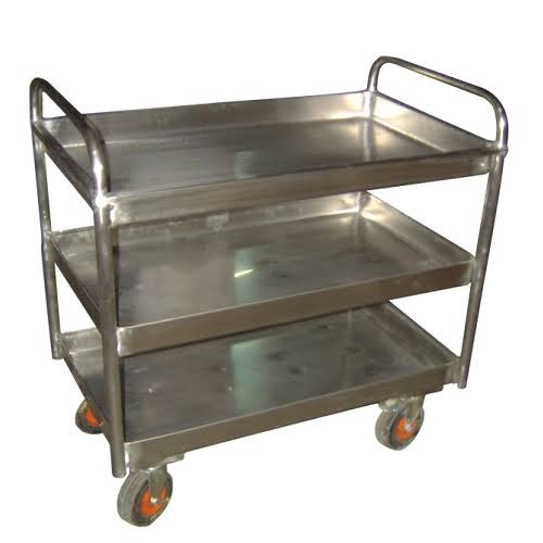 Stainless Steel 3 Shelf Trolley, Size/Dimension: Standardized