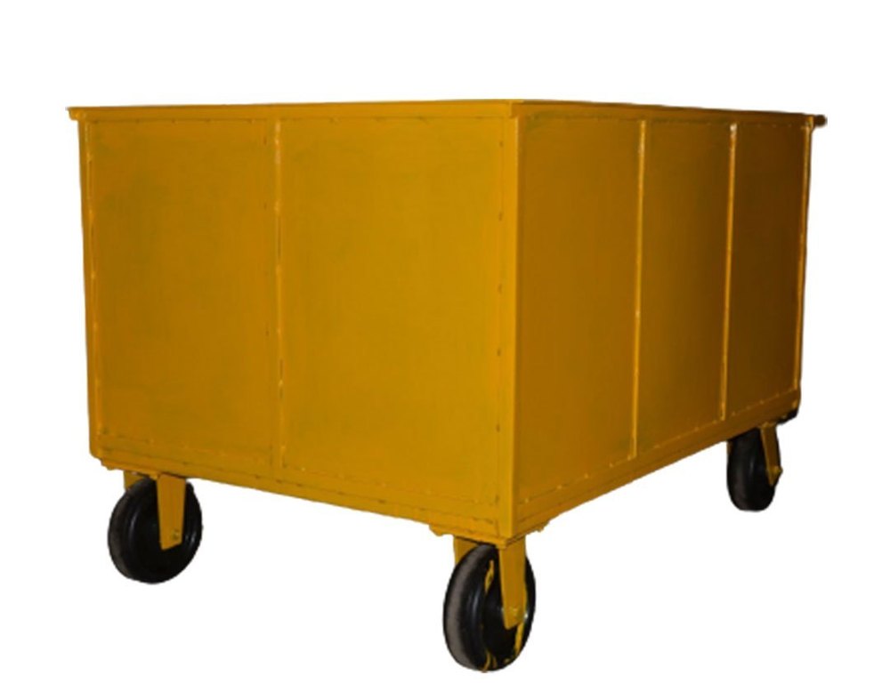 Yellow Mild Steel Box Handling Trolley, For Industrial