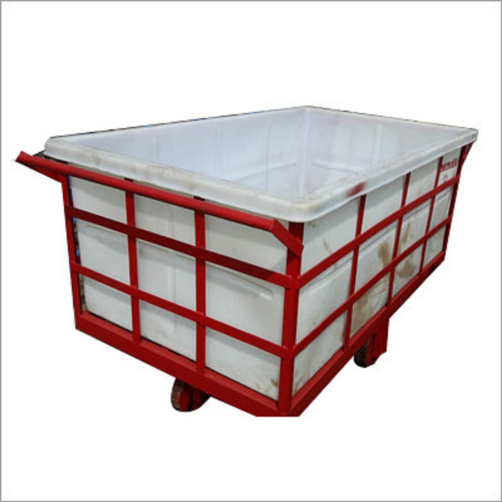 Red Mild Steel Plastic Box Trolley Containers, For Industrial