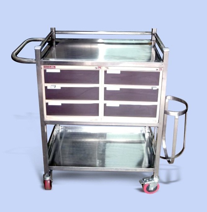 Stainless Steel SS Food Serving Trolley