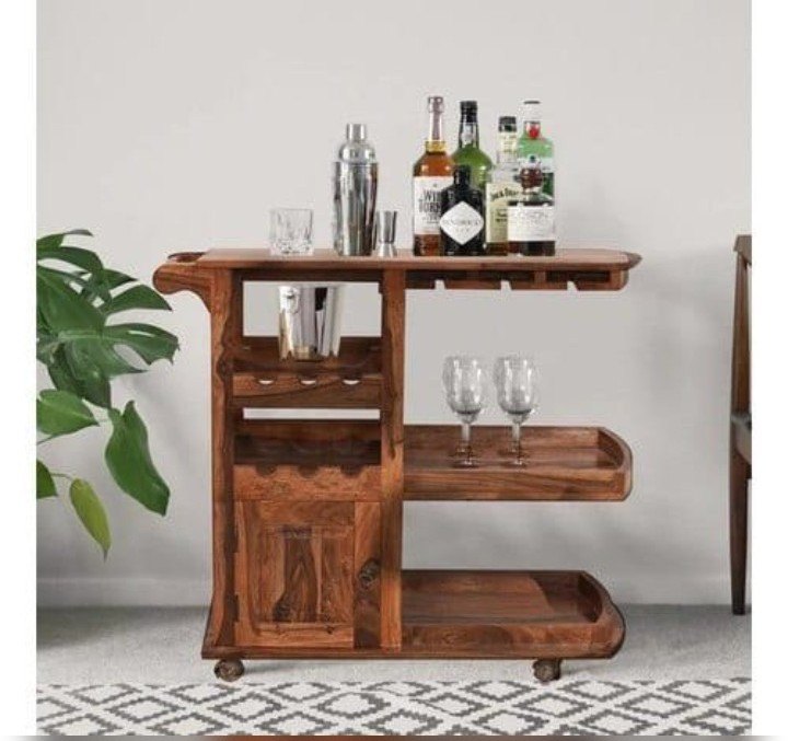 Brown Wooden Bar Trolley