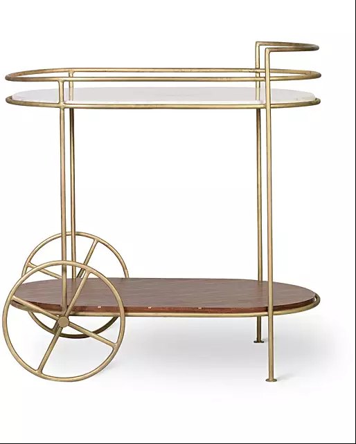 Marble & Acacia Wood Drinks Trolley, Model Name/Number: Tl-6