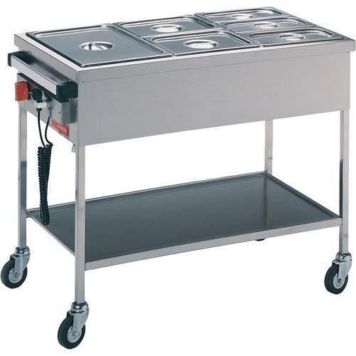 Silver Stainless Steel Hot Food Serving Trolley, For Hotel