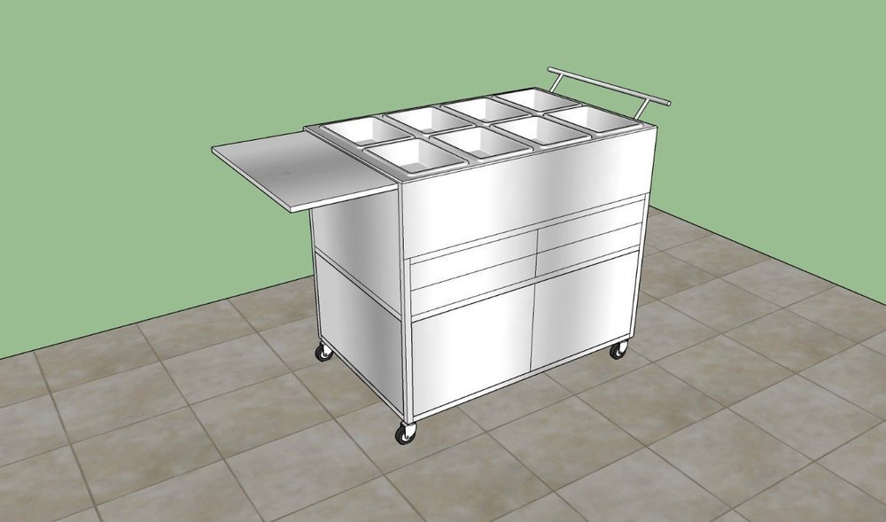 Stainless Steel Hot Food Trolley For Hospital