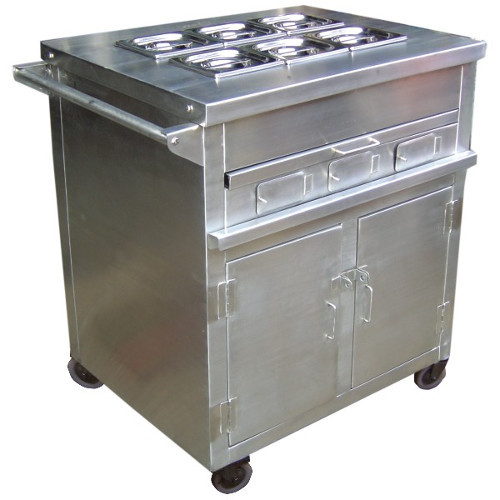 Stainless Steel Hot Food Trolley, Capacity: 50 Kg