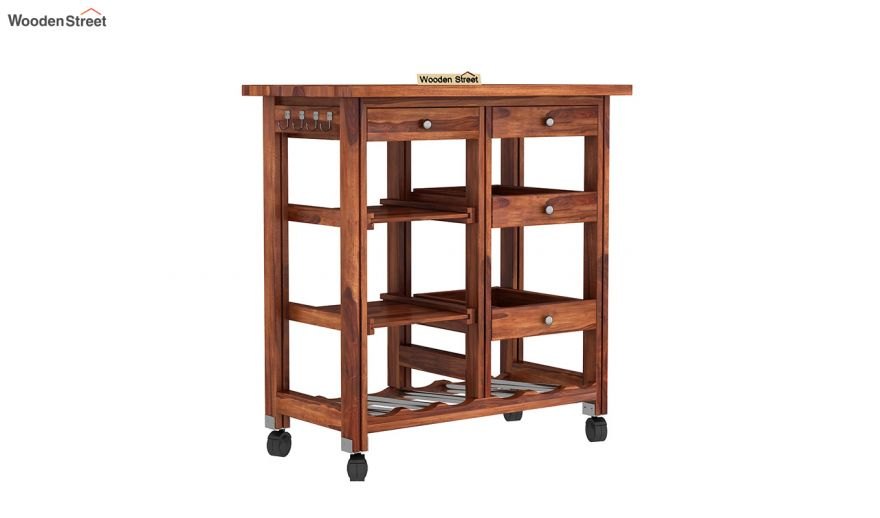 Brown Wooden Kitchen Trolley