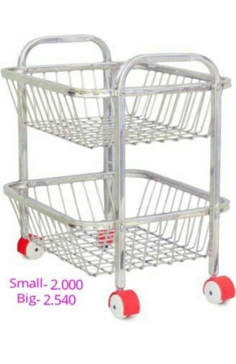 Maharaja Mild Steel Fruit And Vegetable Trolley 2 Layers Small, For Organises Kitchen, Size: Basket Size 10 X 12 Inches