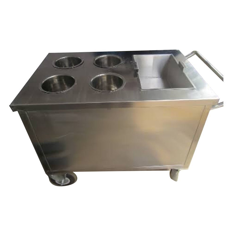 Silver Stainless Steel Hot Food Serving Trolley, Size/Dimension: 2x3x4 (lxbxh) Feet, Load Capacity: 50 Kg