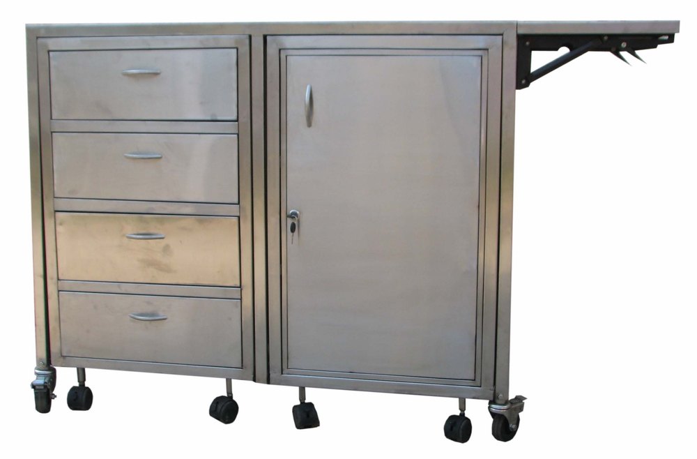 Stainless Steel Cabinet Trolley, Powder Coated