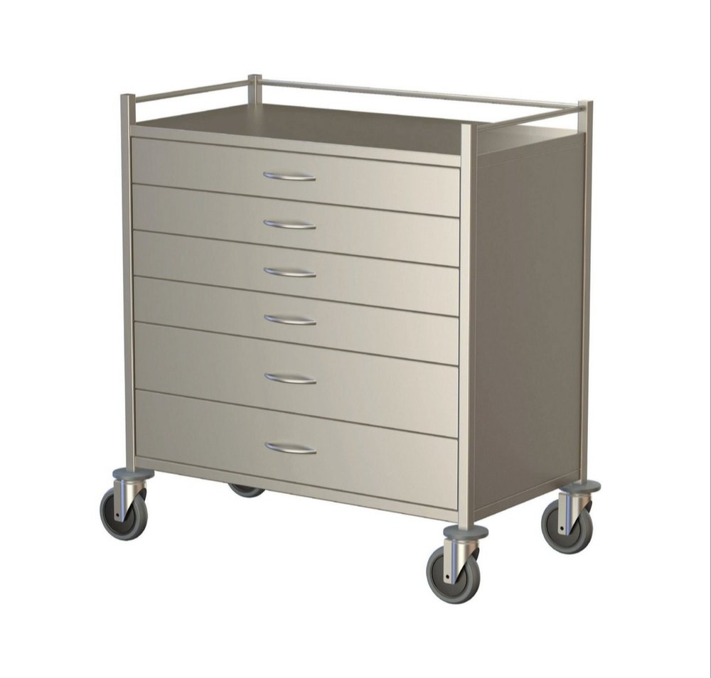 Stainless Steel Drawer Trolley, For Hospital, Load Capacity: 80kg