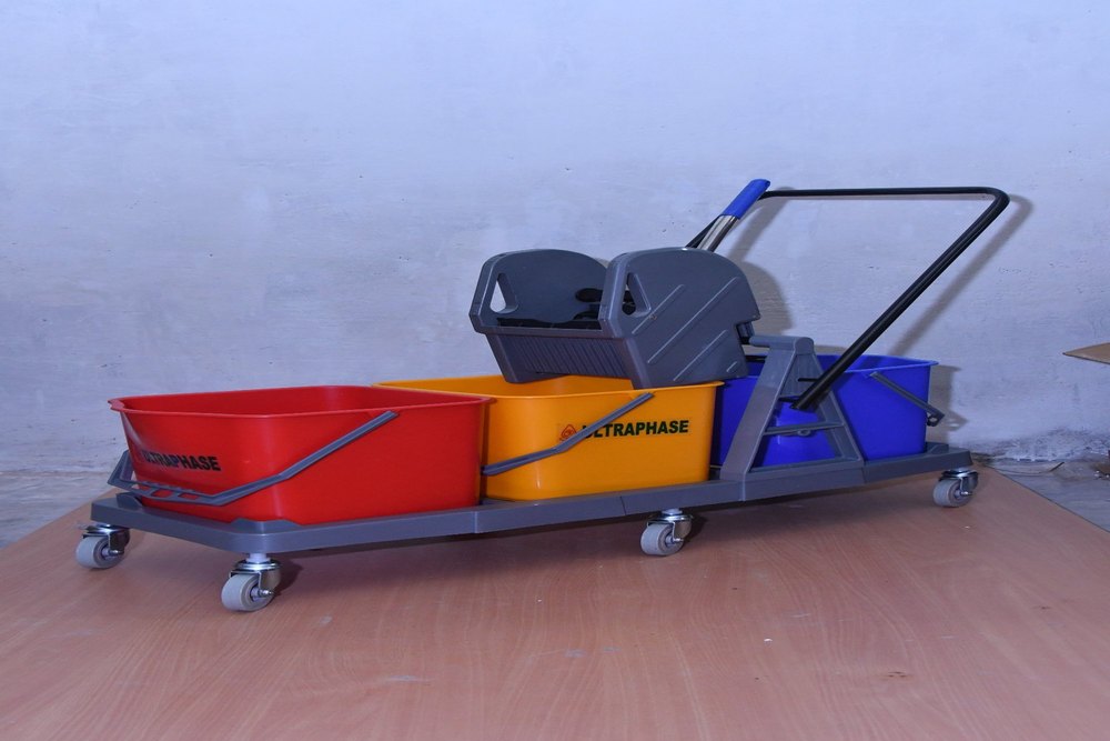 ULTRAPHASE Stainless Steel Triple Bucket Mopping Trolley, For Hotels, Bucket Capacity: 60 Liter