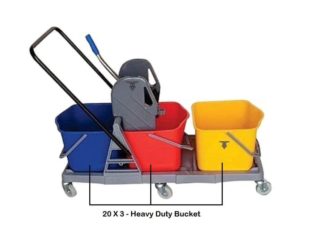 Plastic Triple Bucket Wringer Trolley