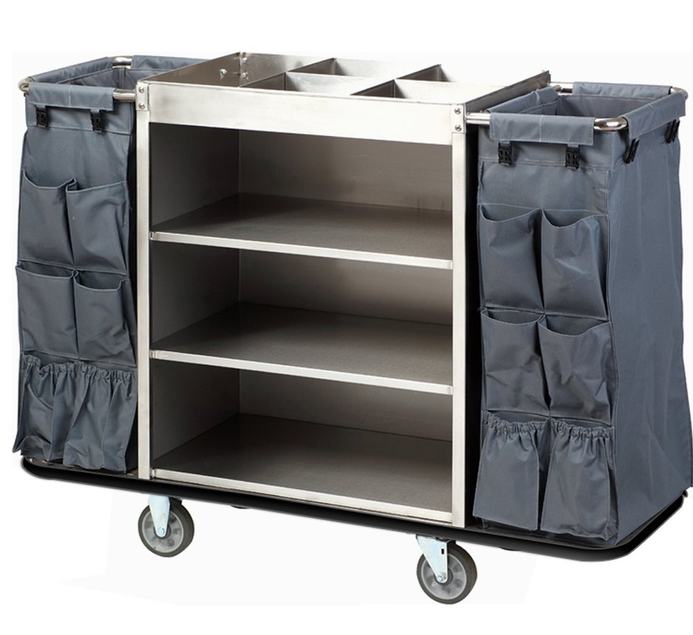 Dolphy Mild Steel Housekeeping Trolley For Hotels, Model Name/number: Dlty0004, Cart Size: 1400 X 450 X 1058 Mm