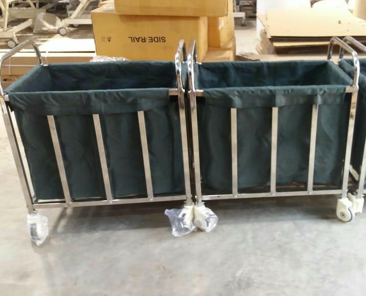 Stainless Steel Green Soiled Linen Trolley