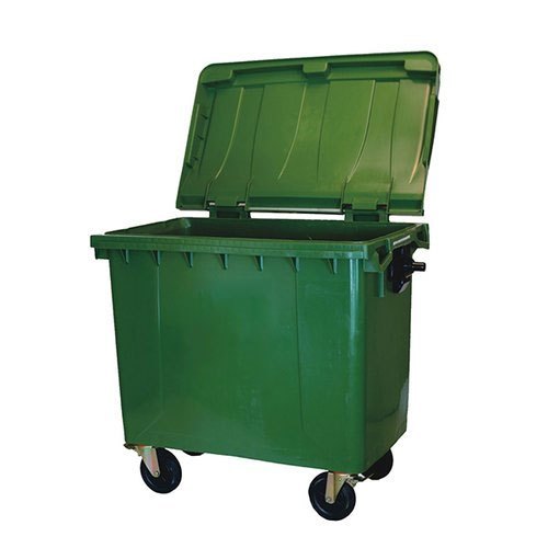 Green Plastic Outdoor Garbage Cart